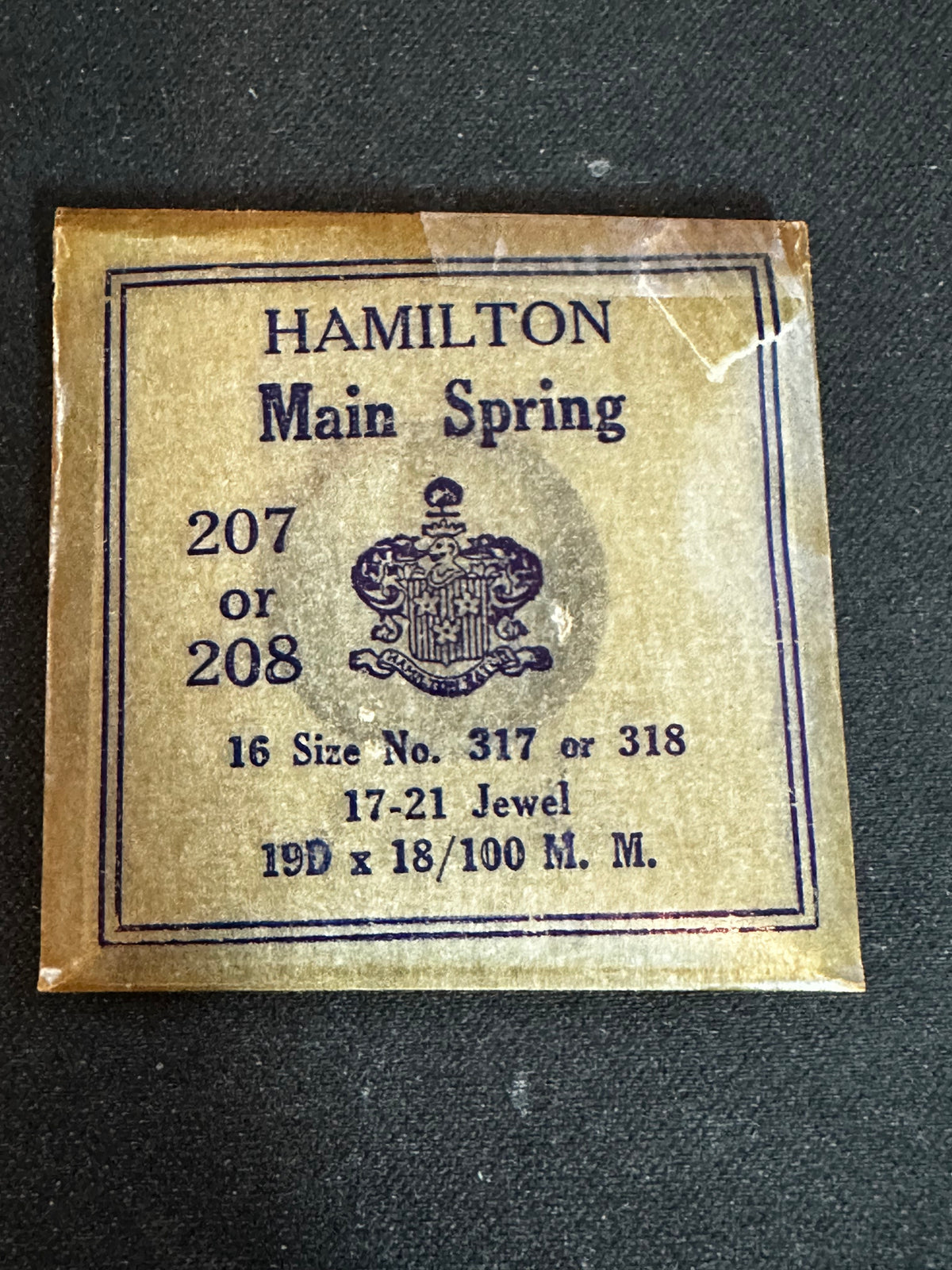 Hamilton Factory 16s Mainspring Factory No. 317 or 318 - Steel