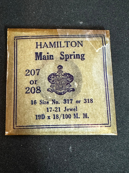 Hamilton Factory 16s Mainspring Factory No. 317 or 318 - Steel
