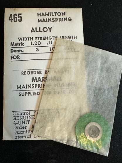 C&E Marshall Mainspring #465 for Hamilton 11½L grade 676, 687 No. 67621 / 716784 - Alloy
