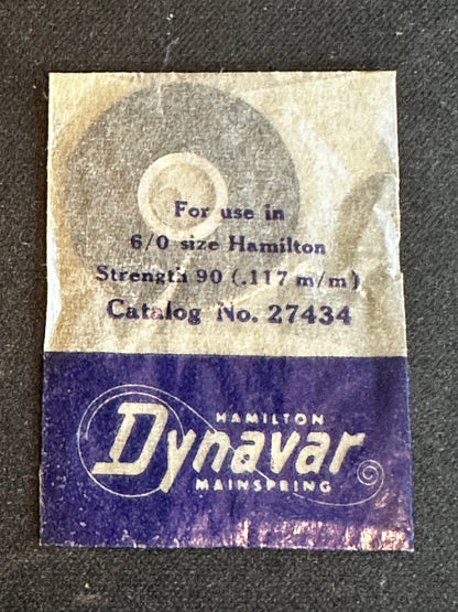 Hamilton Factory Dynavar Mainspring for 6/0 No. 27434 - Alloy
