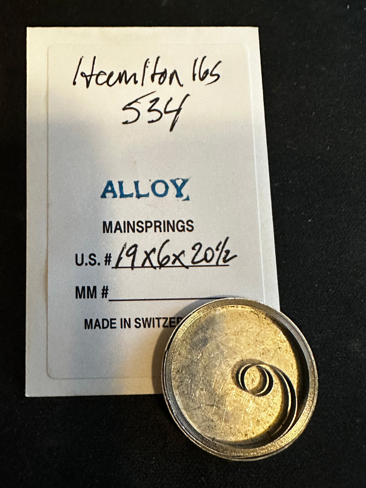 Alloy Mainspring for 16s Hamilton No. 534