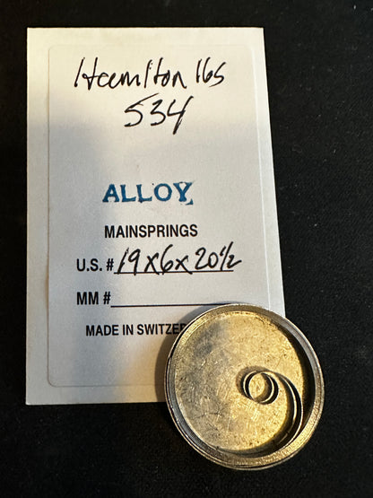 Alloy Mainspring for 16s Hamilton No. 534