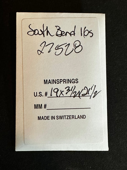 Alloy Mainspring for 16s South Bend Factory No. 27528