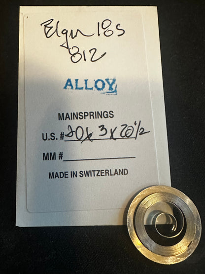 Alloy Mainspring for 18s Elgin Factory No. 812