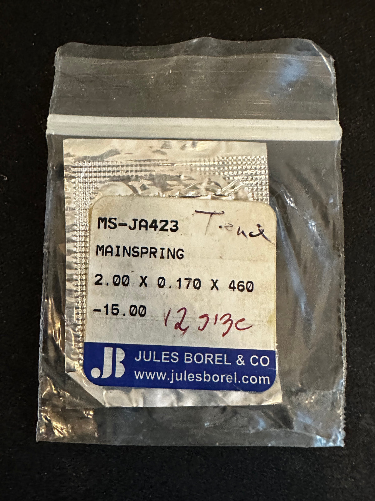 Borel Mainspring JA423 for 12s Illinois Pocket Watches No 47343 - Alloy