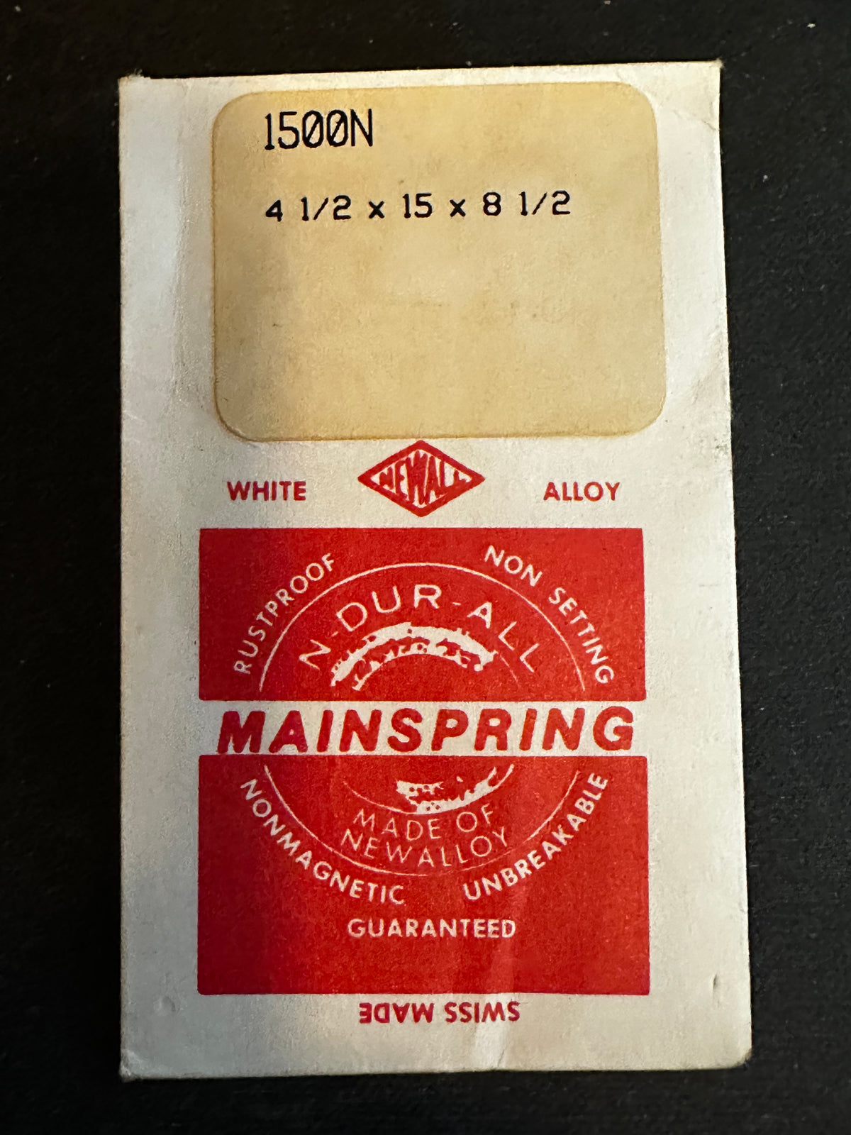 NEWALL Mainspring #1500N for LeCoultre 460, 490, Cort 652, 654, Doxa 50 - Alloy