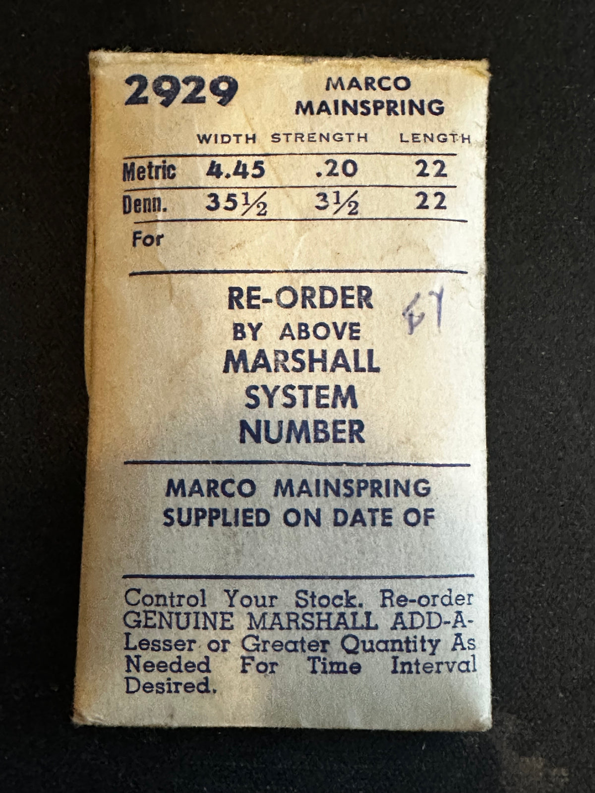 Marco Mainspring #2929 for Concord 38, AS 690, 1279 8-Day Movement - Steel