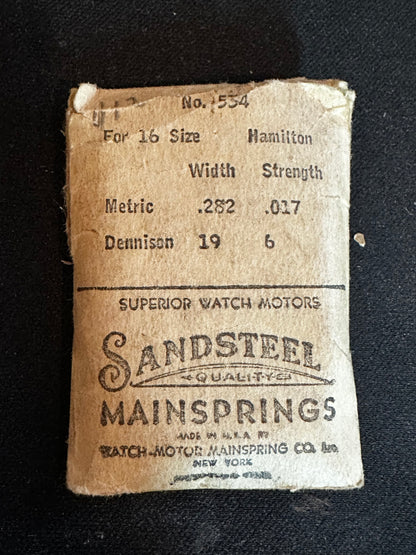 Sandsteel Mainspring for Hamilton 16s Factory No. 534 - Steel