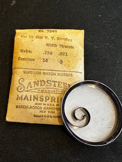 Sandsteel Mainspring for 16s N.Y. Standard No. 3349 - Steel