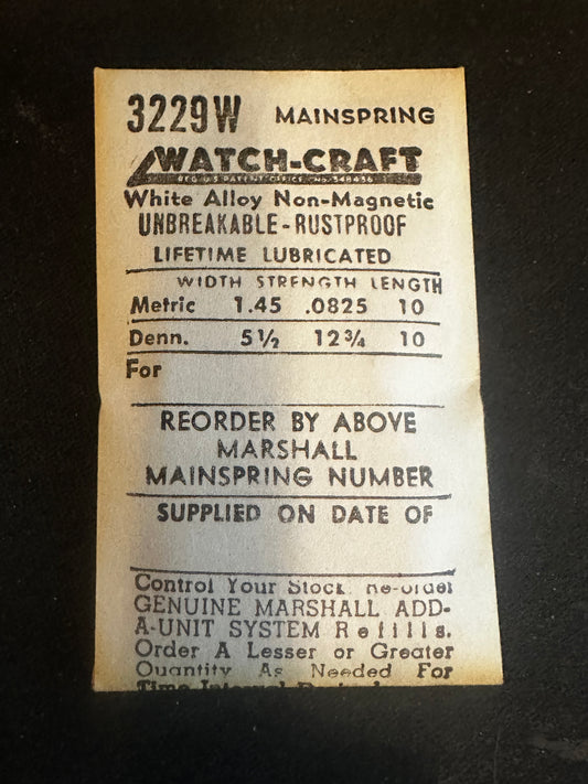 WATCH-CRAFT Mainspring 3229W for Bulova 10CMC, 10CSC - Alloy