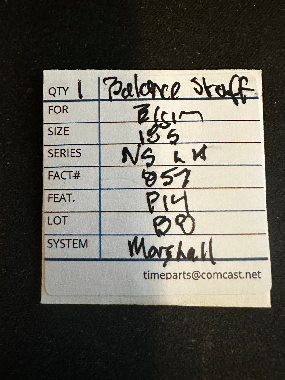 C & E Marshall Material Balance Staff for 18s, New Style, Long Hub, Pivot 14, No. 857