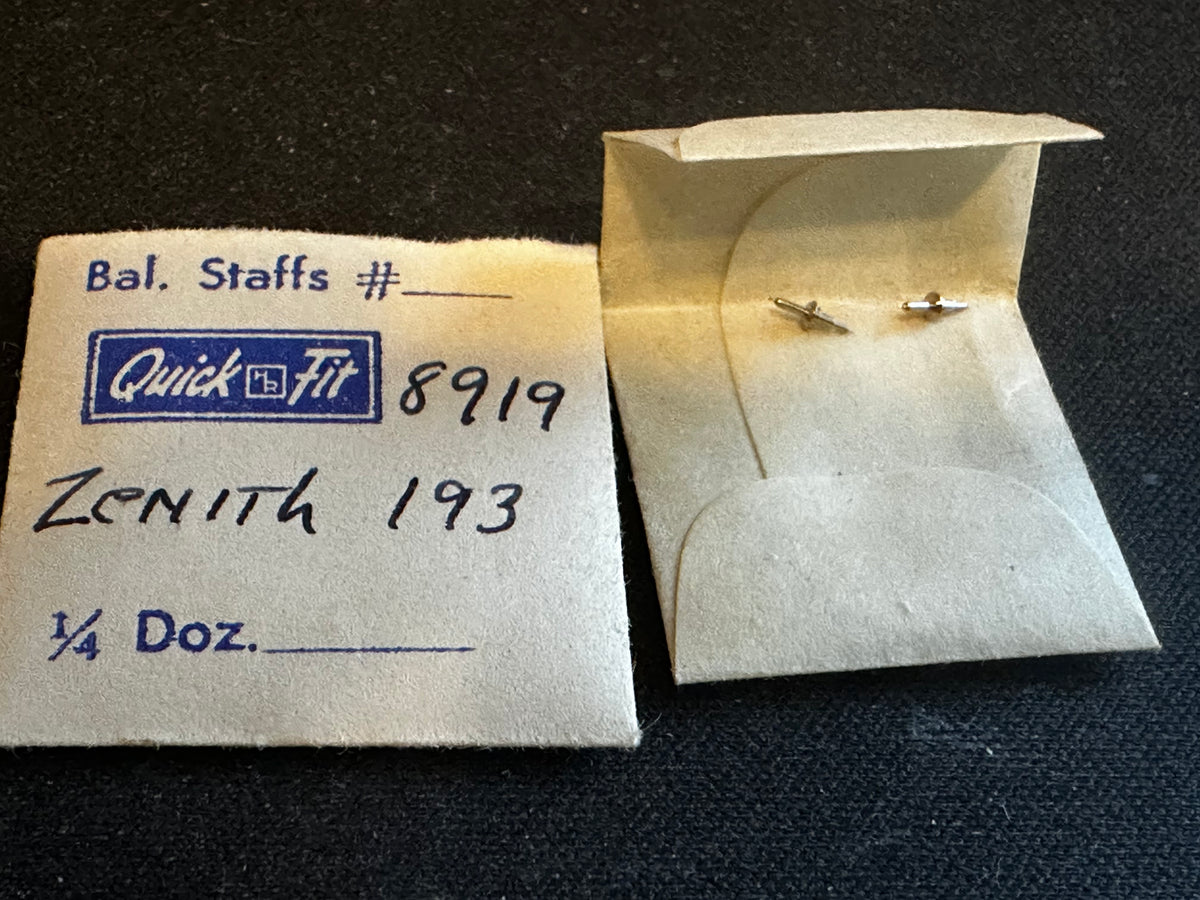 Quick Fit Balance Staffs (2) for Zenith 19 ligne Caliber 193 Pocket Watch movements - new