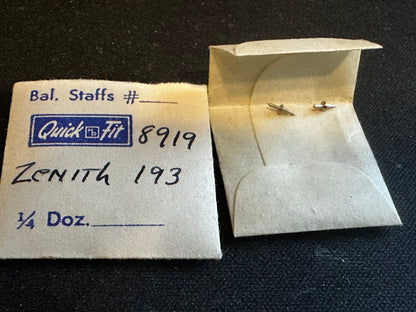 Quick Fit Balance Staffs (2) for Zenith 19 ligne Caliber 193 Pocket Watch movements - new