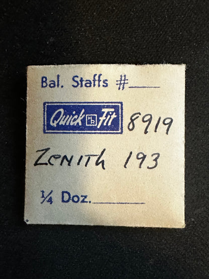 Quick Fit Balance Staffs (2) for Zenith 19 ligne Caliber 193 Pocket Watch movements - new