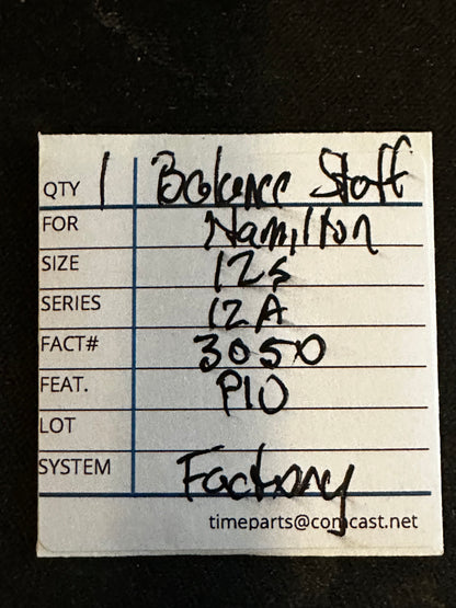 Hamilton Factory Balance Staff for 12s, Grade 902, 904, 912, 916, 918, 922, No. 3050, P10 - New