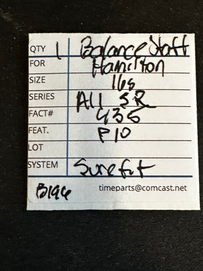 Hamilton Factory Balance Staff for 16s Single Roller Large Collet 607043