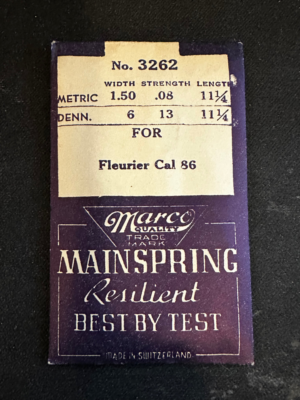 Marco Mainspring #3262 for Fleurier caliber 86 - Steel