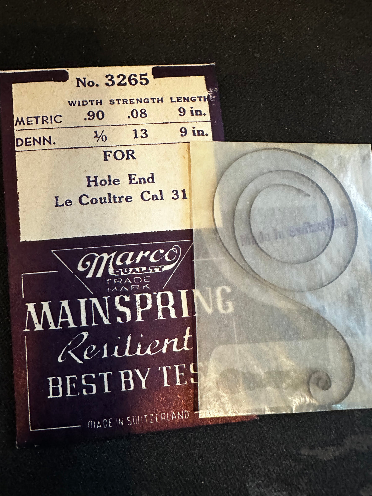 Marco Mainspring #3265 for LeCoultre caliber 31 - Steel