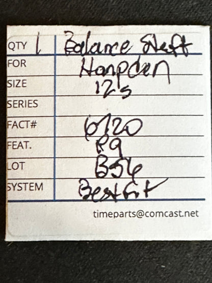 Hampden Balance Staff for 12s 3/4 plate & bridge models Factory No. 6720