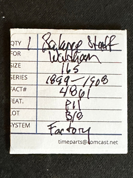 Waltham Factory Balance Staff for 16s Pocket Watch Movements No. 4861