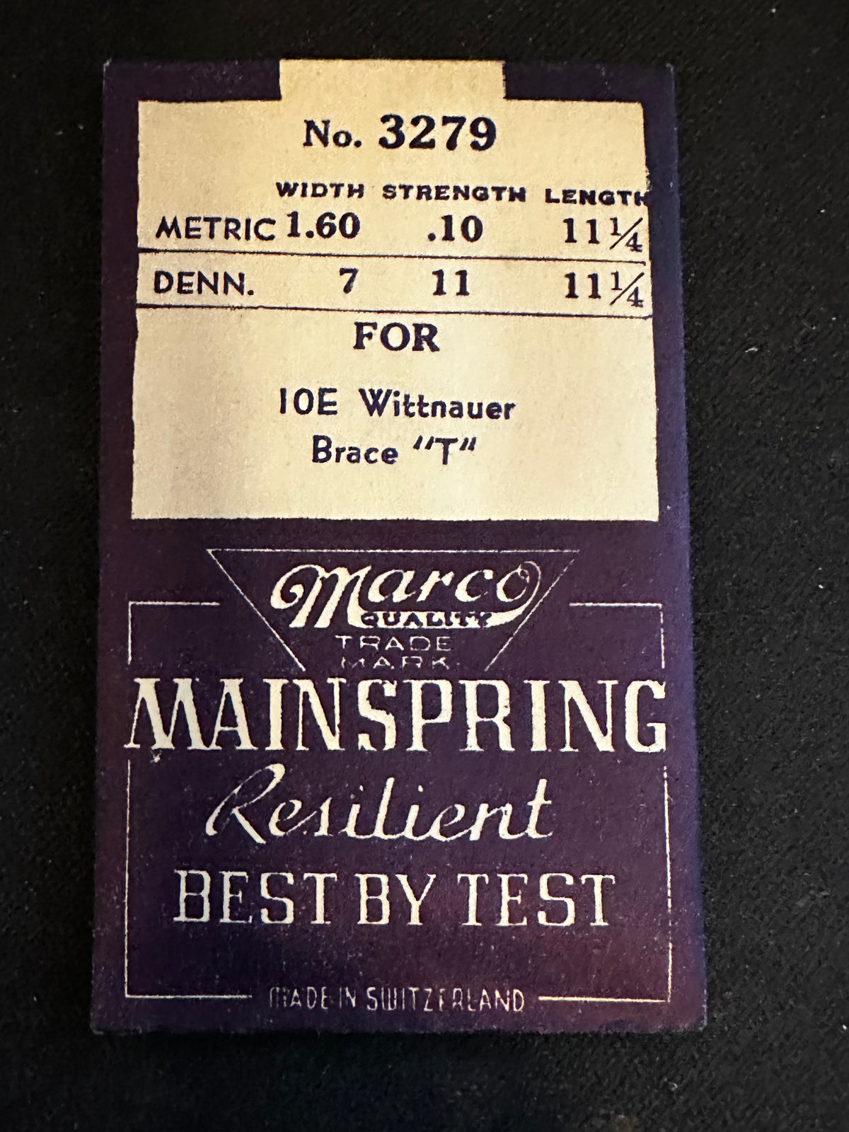 Marco Mainspring #3279 for Wittnauer Caliber 10E - Steel