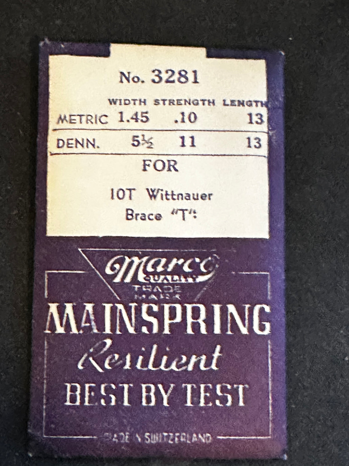 Marco Mainspring #3281 for Wittnauer Caliber 10T - Steel