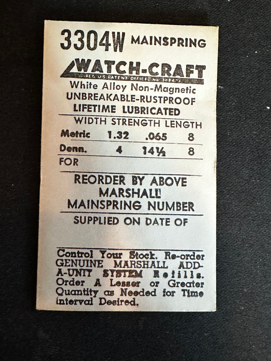 WATCH-CRAFT Mainspring 3304W for Derby 50, Buren 60, Rolex 90 - Alloy