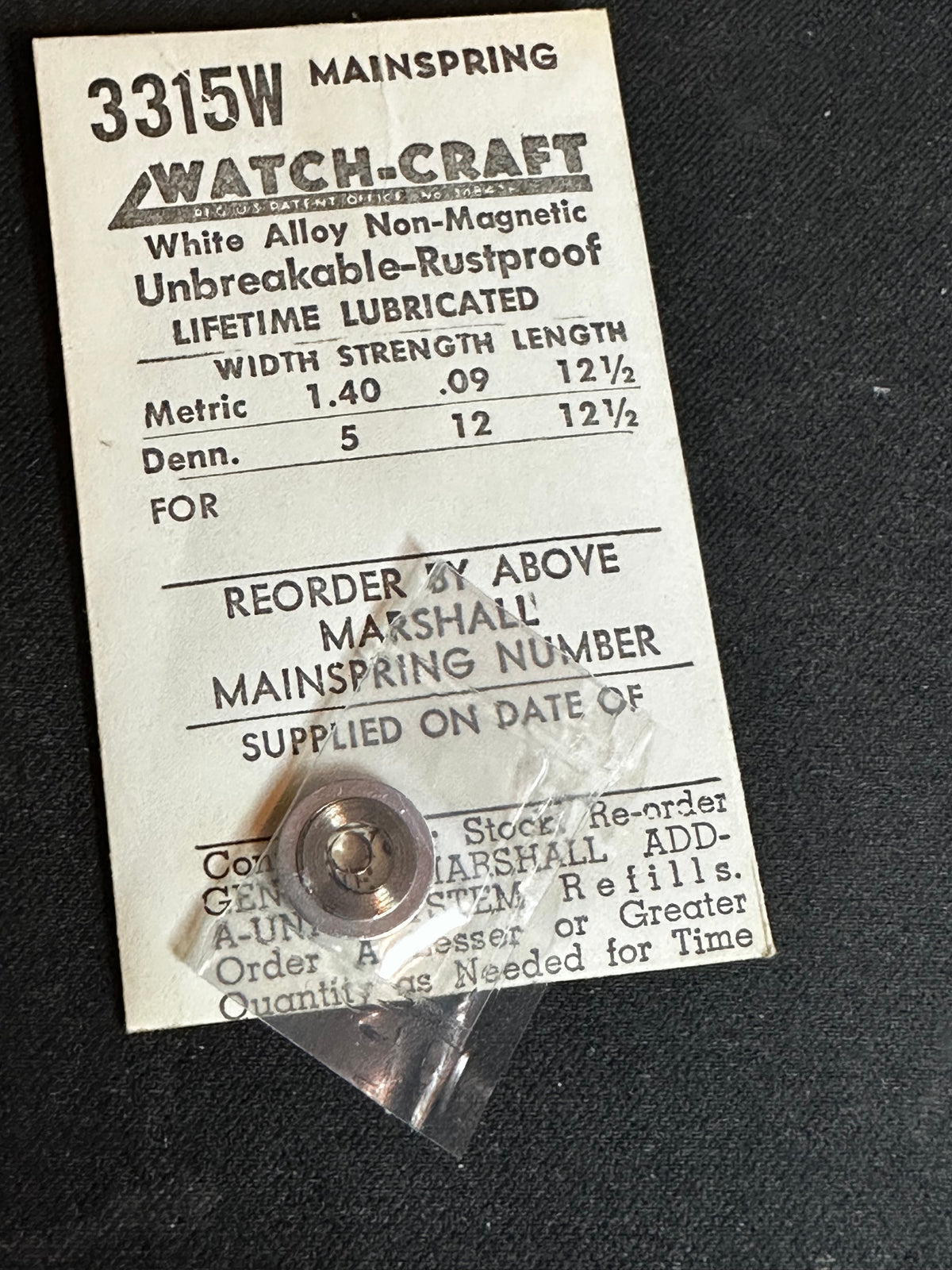 WATCH-CRAFT Mainspring 3315W for Longines Caliber 22L - Alloy