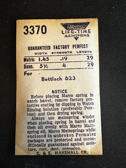Marco Mainspring #3370 for Bettlach caliber 623 - Steel