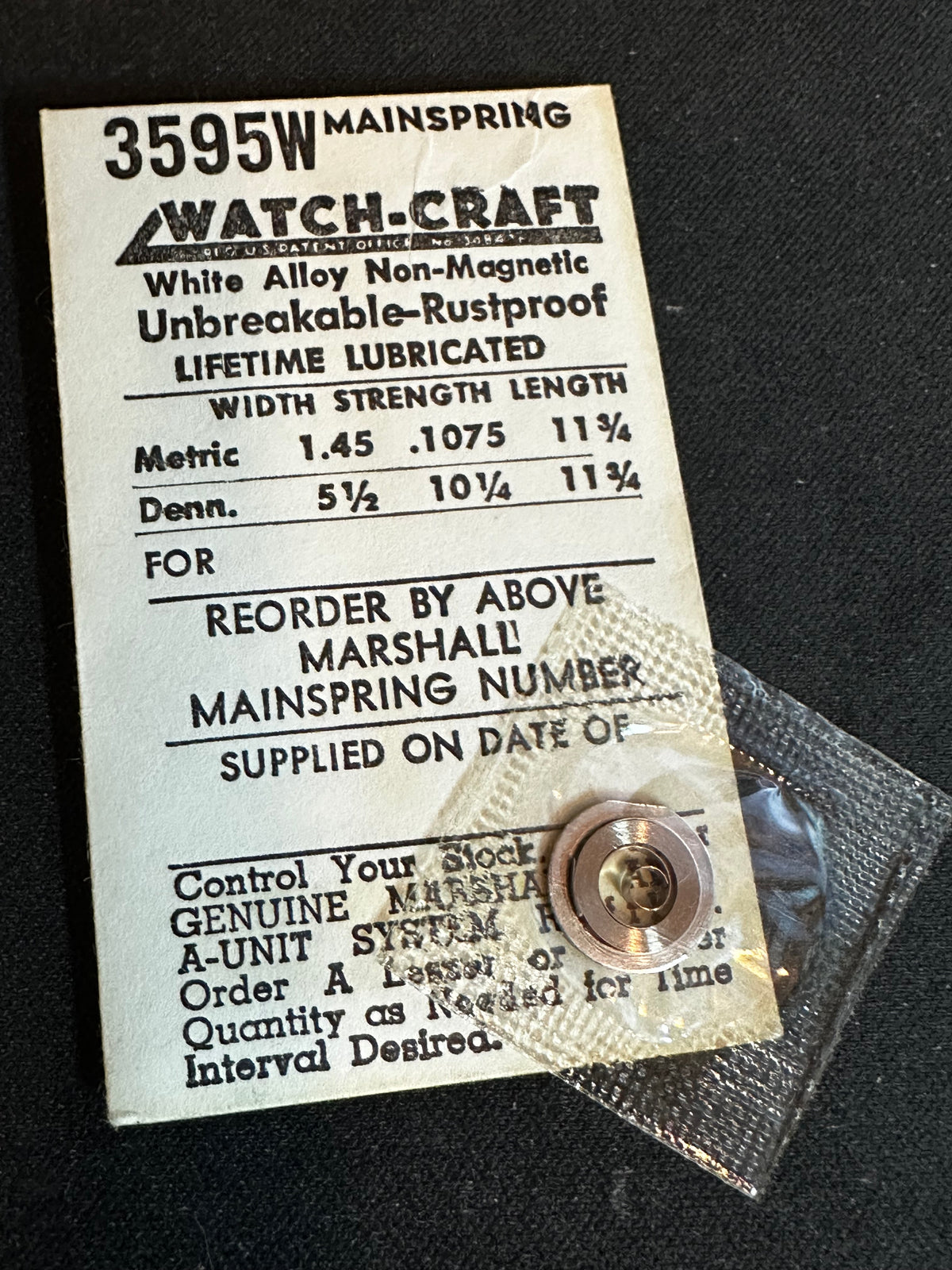 WATCH-CRAFT Mainspring 3595W for UTC 27, 27C, Mastertime M132, M136 - Alloy