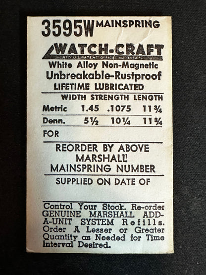 WATCH-CRAFT Mainspring 3595W for UTC 27, 27C, Mastertime M132, M136 - Alloy