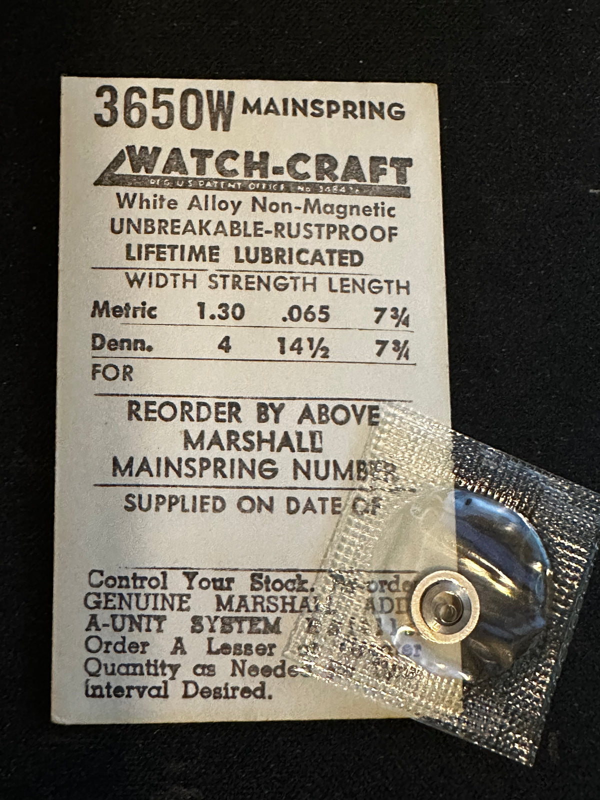 WATCH-CRAFT Mainspring 3650W for Universal 219, Concord 334F, 335F, 334F - Alloy