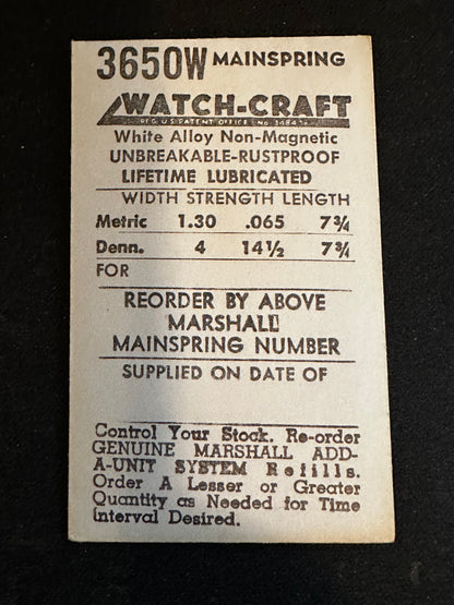 WATCH-CRAFT Mainspring 3650W for Universal 219, Concord 334F, 335F, 334F - Alloy