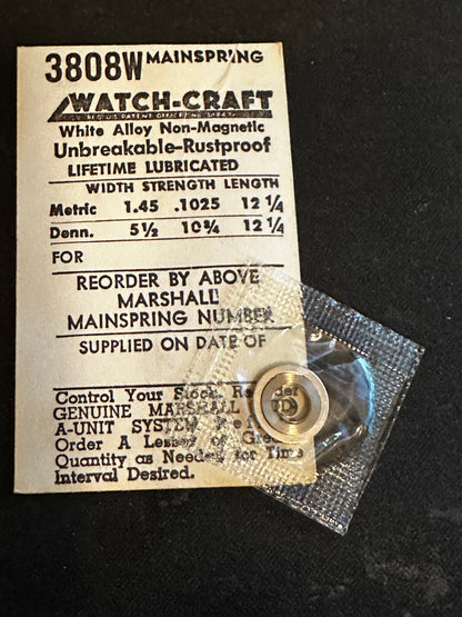 WATCH-CRAFT Mainspring 3808W for Font 28, 28-2N, 175, 186, PUW 570, Elgin 629, 790 - Alloy