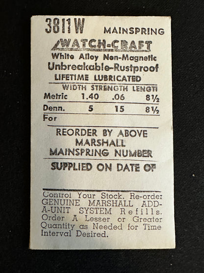 WATCH-CRAFT Mainspring 3811W for AS 1012, 1677, 1491, 1719, 1777, 1787, PUW 1075 - Alloy