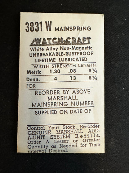 WATCH-CRAFT Mainspring 3831W for Calvert 107L, 155L, Cort 447, Dunegna 772, Eberhard 775, Glycine 57 - Alloy