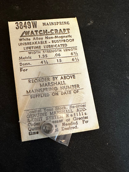WATCH-CRAFT Mainspring 3849W for Felsa 21N, 23, 23N, 24, 24N, 25, 25N, 81, Elgin 842 - Alloy