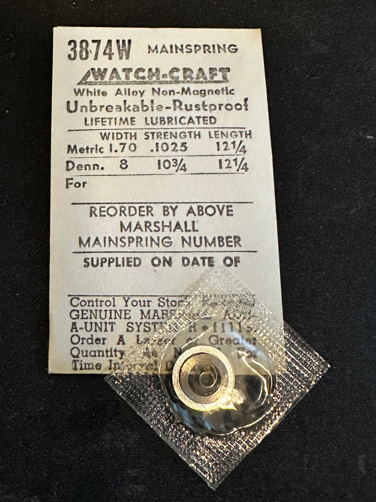 WATCH-CRAFT Mainspring 3874W for MST 374, 375, 377, 379, 384, 385, 393, 394, 403, 404, 405, 406 - Alloy