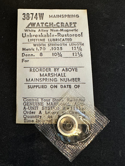 WATCH-CRAFT Mainspring 3874W for MST 374, 375, 377, 379, 384, 385, 393, 394, 403, 404, 405, 406 - Alloy