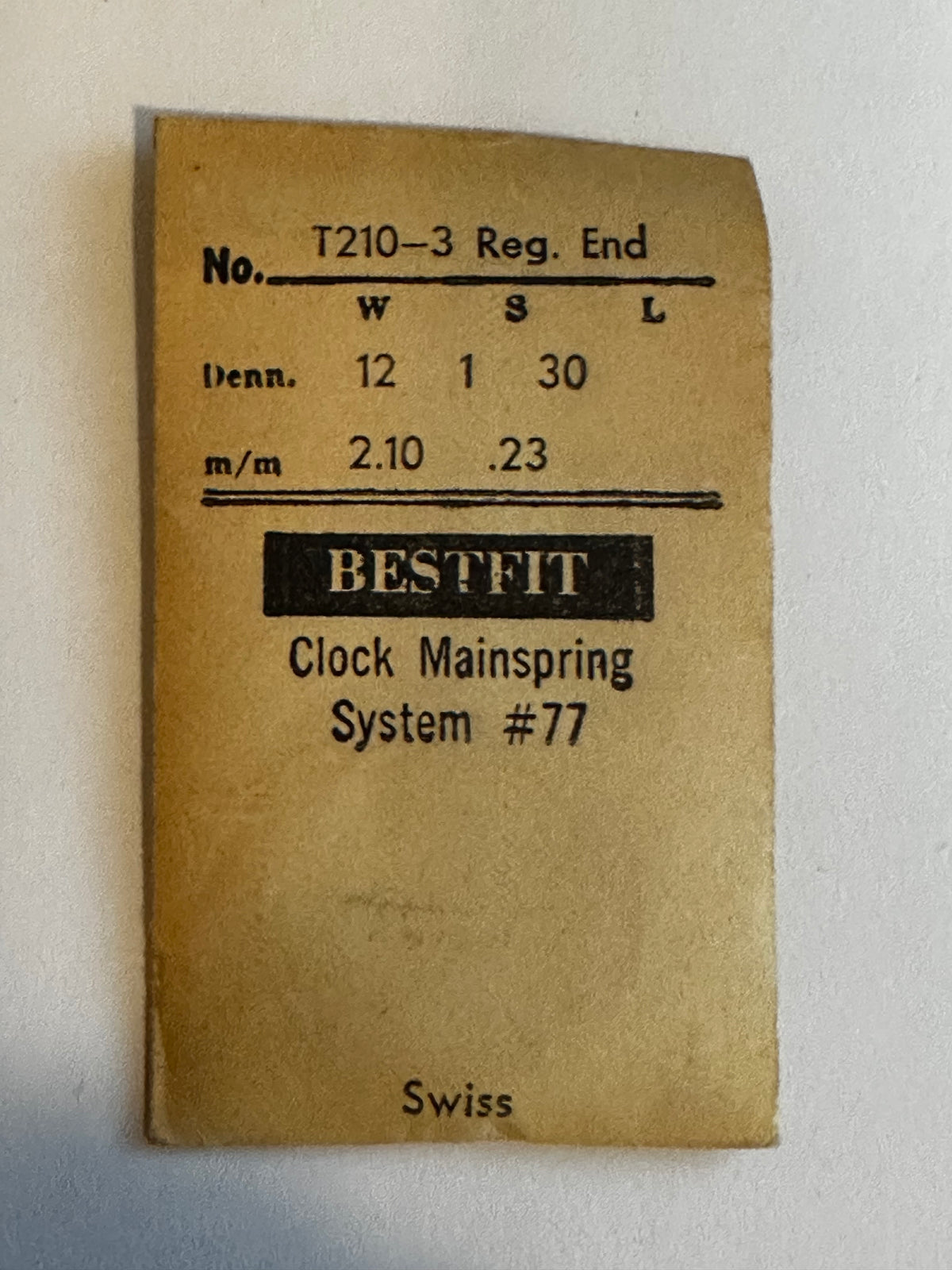 BESTFIT Mainspring for Ebosa ALARM for alarm clock T210-3