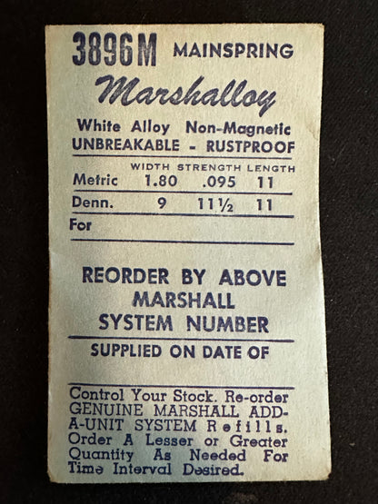 Marco Marshalloy Mainspring 3896M for AS caliber 1220, Dugena caliber 601 - Alloy