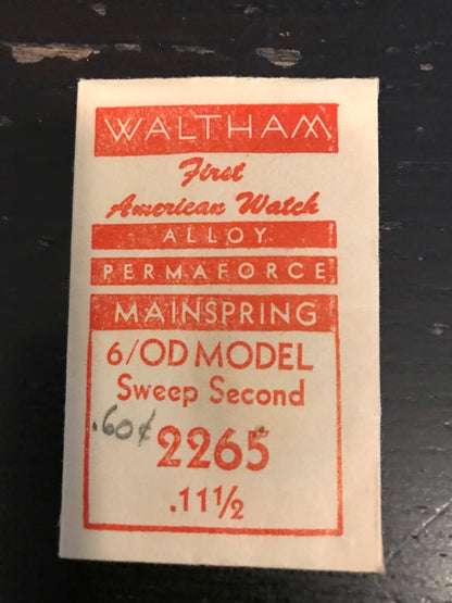 Waltham Factory Mainspring for 6/0s D Model No. 2265 / 2248 - Alloy