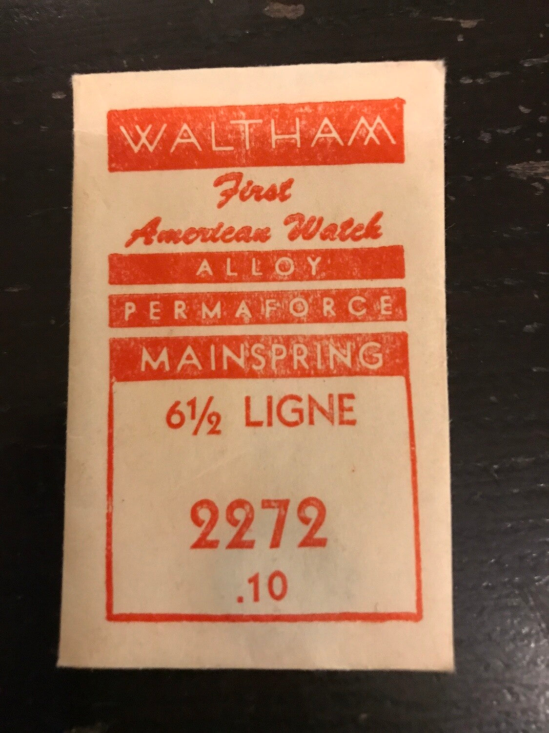 Waltham Factory Mainspring for 6½ ligne Watches No. 2272 / 2239 - Alloy