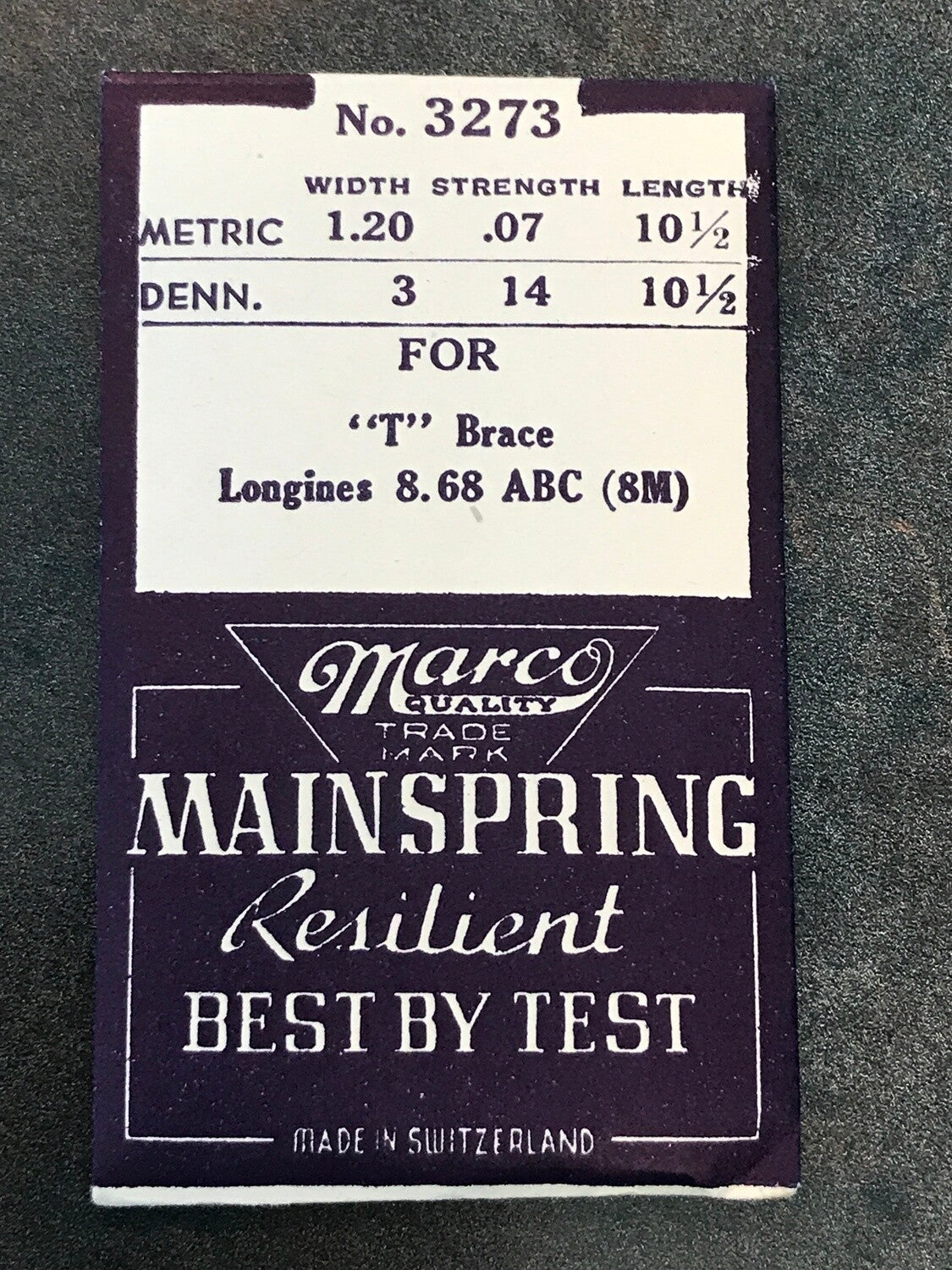 Marco Mainspring #3273 for Longines 5LN, 8M, 8.68ABC, 15.18  - Steel