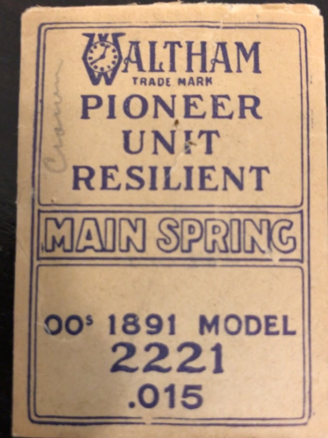 Waltham Factory Mainspring for 00s (2/0s) Factory No. 2221 - Steel