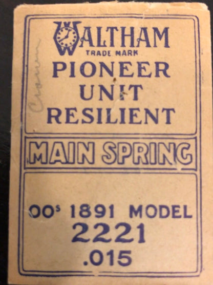 Waltham Factory Mainspring for 00s (2/0s) Factory No. 2221 - Steel