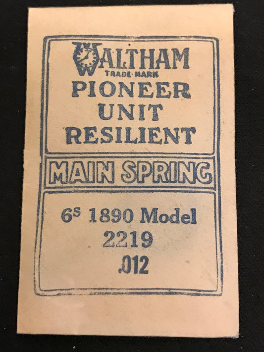Waltham Factory Mainspring for 6s 1890 Model No. 2219 - Steel
