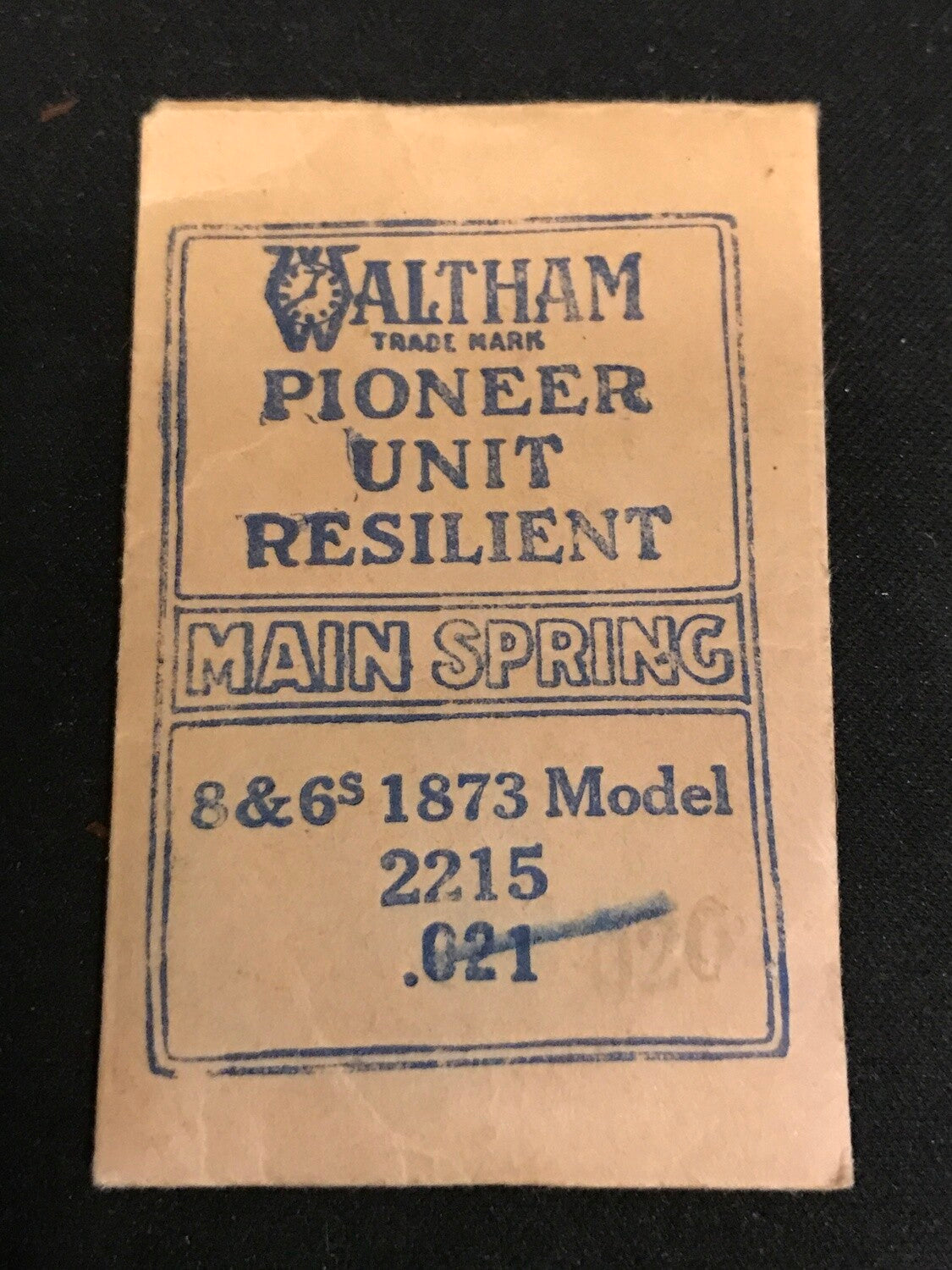 Waltham Factory Mainspring for 6s & 8s 1873 Model No. 2215 - Steel