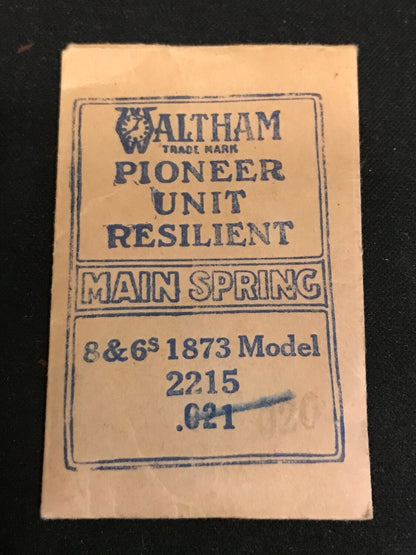 Waltham Factory Mainspring for 6s & 8s 1873 Model No. 2215 - Steel