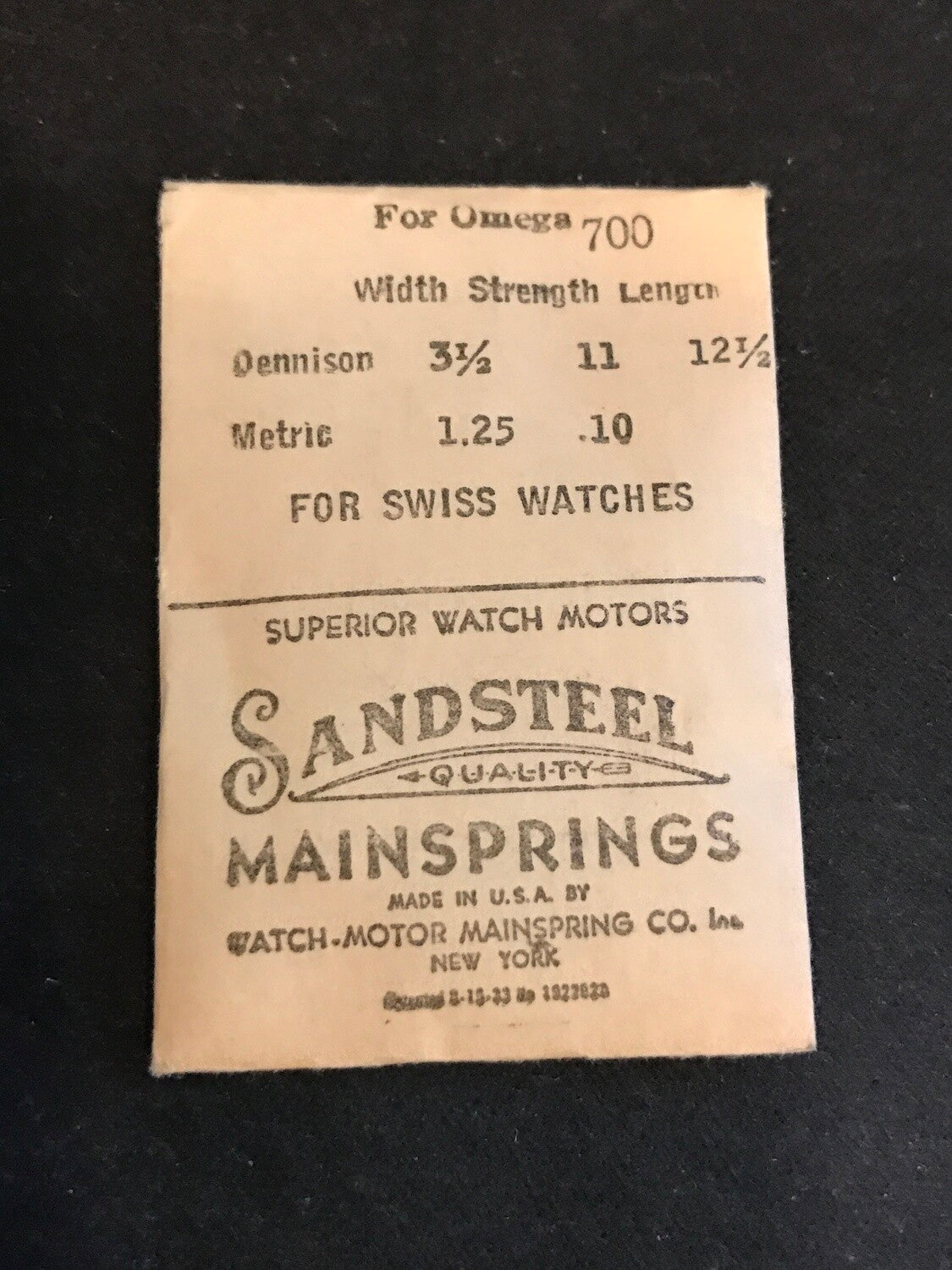 Sandsteel Mainspring for Hamilton 10s  No. 6021 - Steel